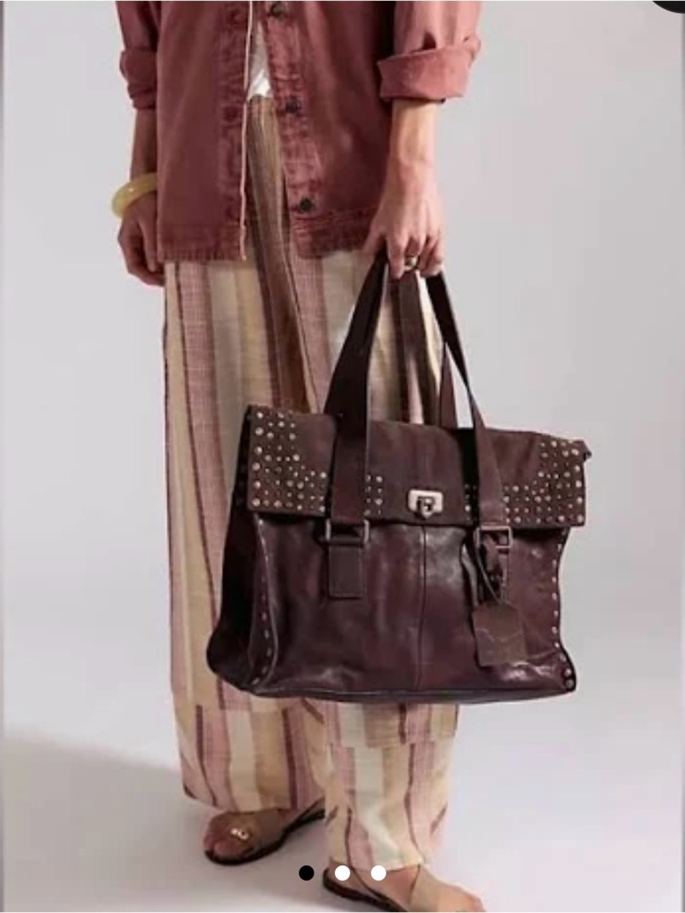 We The Free Dark Brown Stud-Accent Shoulder Tote
